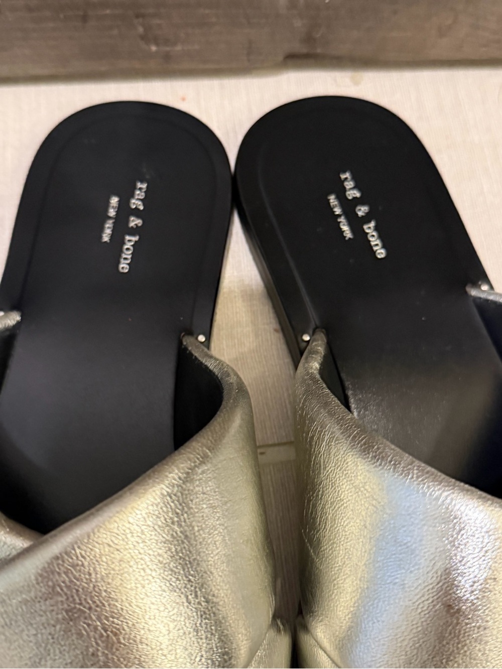 rag & bone Keaton Silver Metallic Crisscross Slide Sandals size 36 never worn - Picture 5 of 9